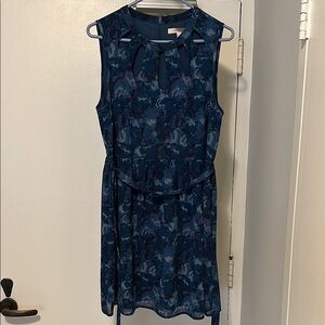 Blue Patterned Sleeveless Dress